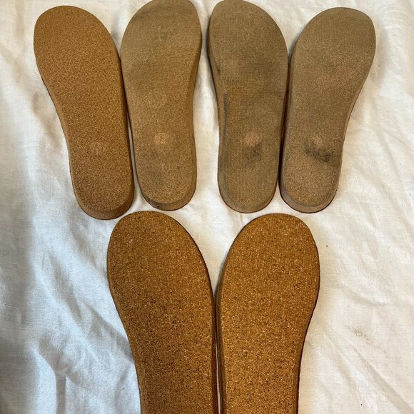 3 Pairs NAOT WOMENS FOOTBEDS Insoles EU 41 US L 10 Replacements -Tan Suede Cork - Picture 3 of 7